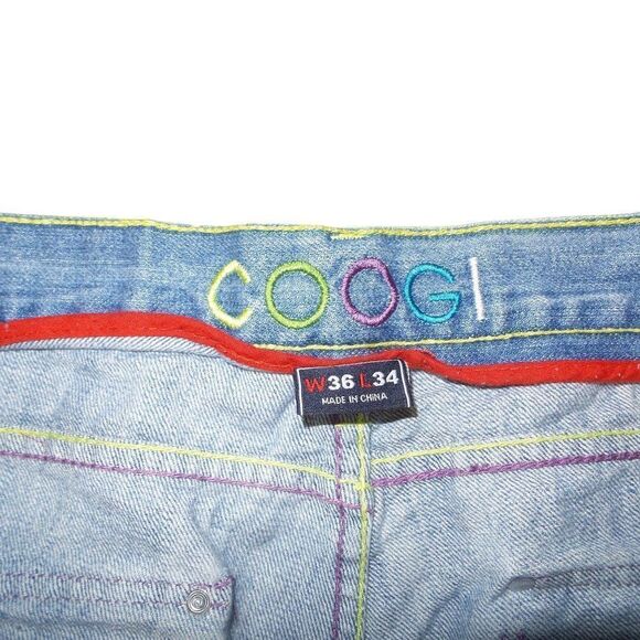 Coogi Vintage 90's Jeans Light Wash with Embordered Pockets Men's 36x34 - Picture 5 of 8